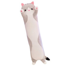 Cat-shaped sleeping pillow grey 90 cm