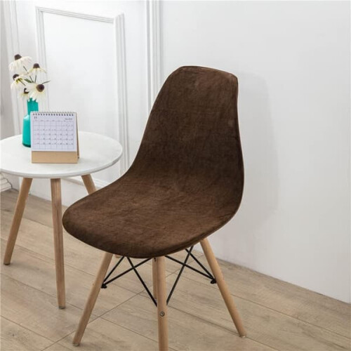 Dining chair cover solid brown without armrests 4 pcs