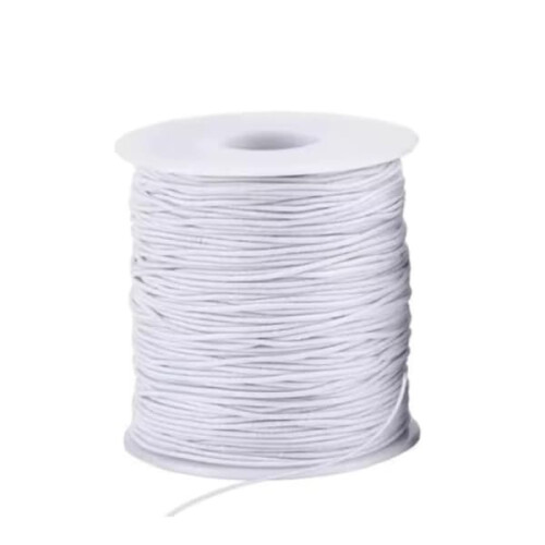 White nylon covered elastic thread 0.6 mm 50 m