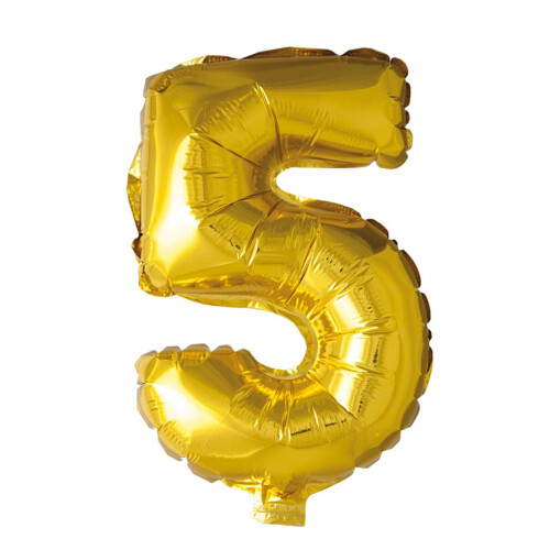 Foil Balloon Number 5 Gold Multicolor 41cm
