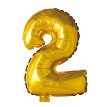 Foil Balloon Number 2 Gold Multi-Color 41 cm