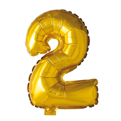 Foil Balloon Number 2 Gold Multi-Color 41 cm