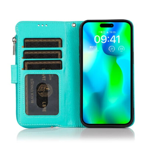 Capa carteira com zíper - Capa compatível com iPhone 15 Verde