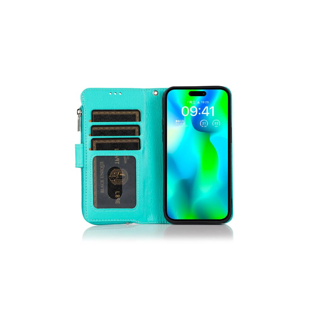 Iphone 15 Wallet Case With Zipper Green 962029383017
