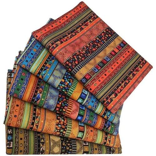 Ethnic pattern cotton fabric 5040 cm 5 pieces