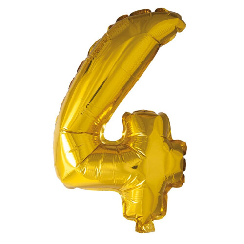 Foil Balloon Number 4 Gold Multi-Color 41cm