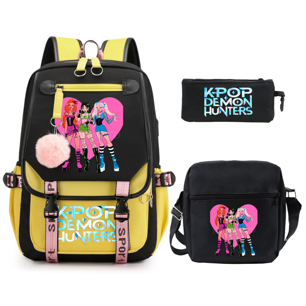 Demon Hunter Girl School Bag Set Yellow 3-Piece