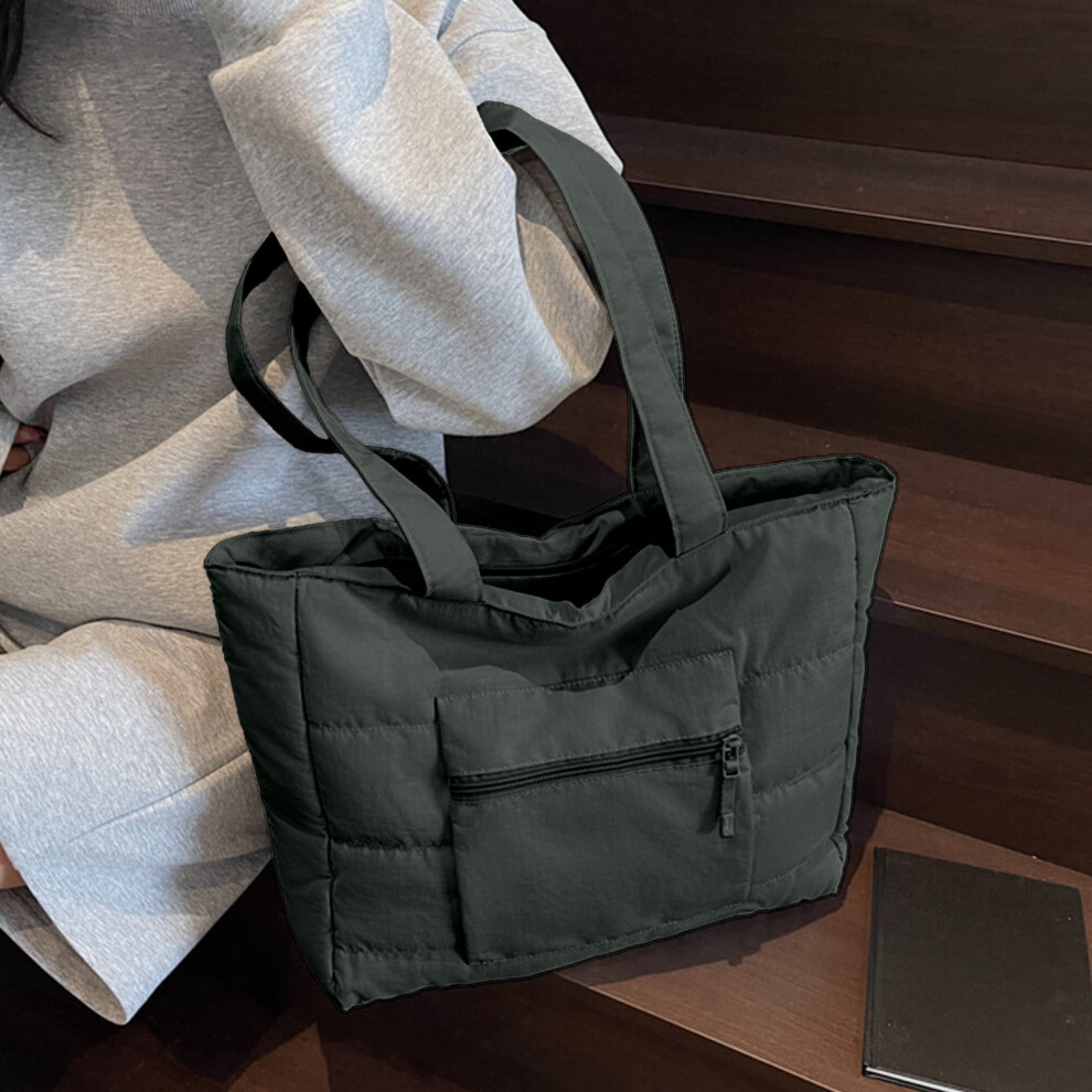 Laptop Bag Quilted Lightweight One-Shoulder Tote 15.6 Inch Green 962125924824