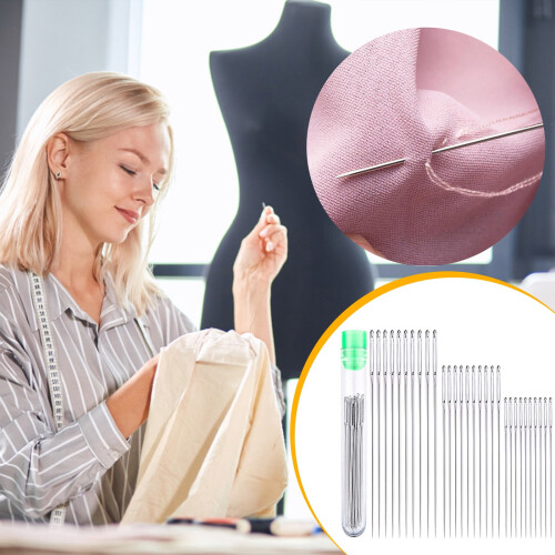 Eye Stitching Needles Large 30 pcs 3 sizes clear tube 1