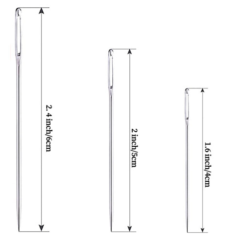 Eye Stitching Needles Large 30 pcs 3 sizes clear tube 2