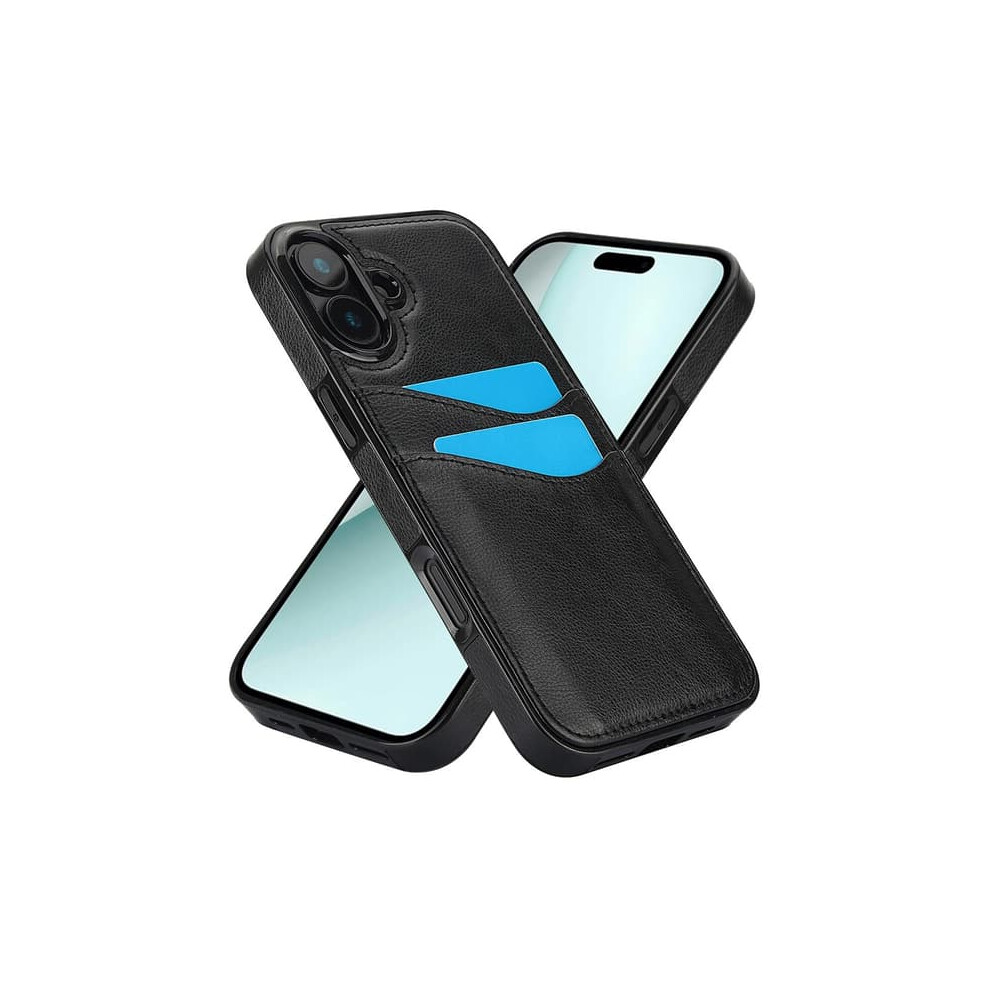 Iphone 16 Case Leather With Card Slot Black 962029384908
