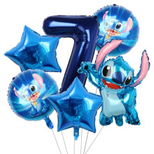 6er-Set Lilo & Stitch Partyballons, 30 Zoll, Zahlenballons, Set, Babyparty, Geburtstagsfeier, Dekoration, Spielzeug, Geschenk, Zubehör, Blau B7