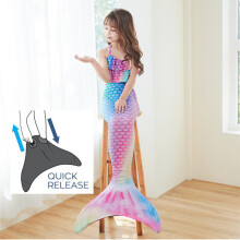 Mermaid Tail Swimsuit for Girls with Monofin Rainbow Color