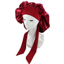 Silk Bonnet for Natural Curly Hair Red