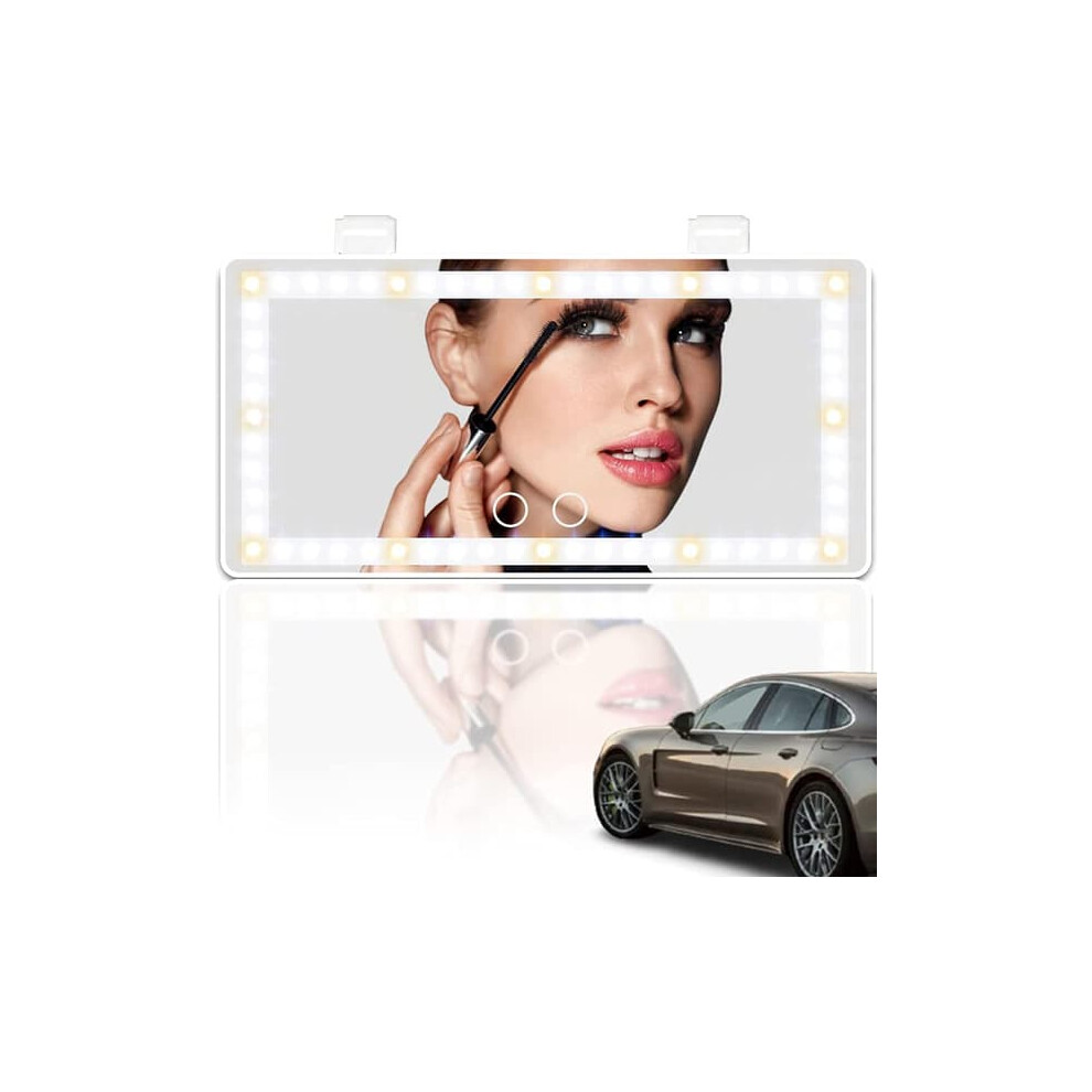 LED Car Makeup Mirror with USB Charging and 3 Light Modes