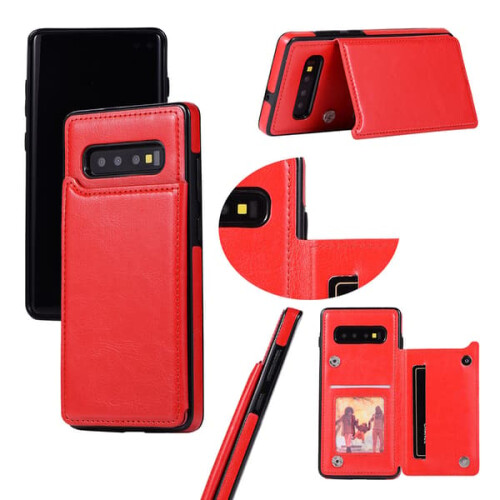 NKOBEE leather wallet case for Samsung Galaxy S10 red