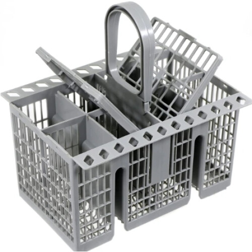 Dishwasher cutlery basket universal with removable handle