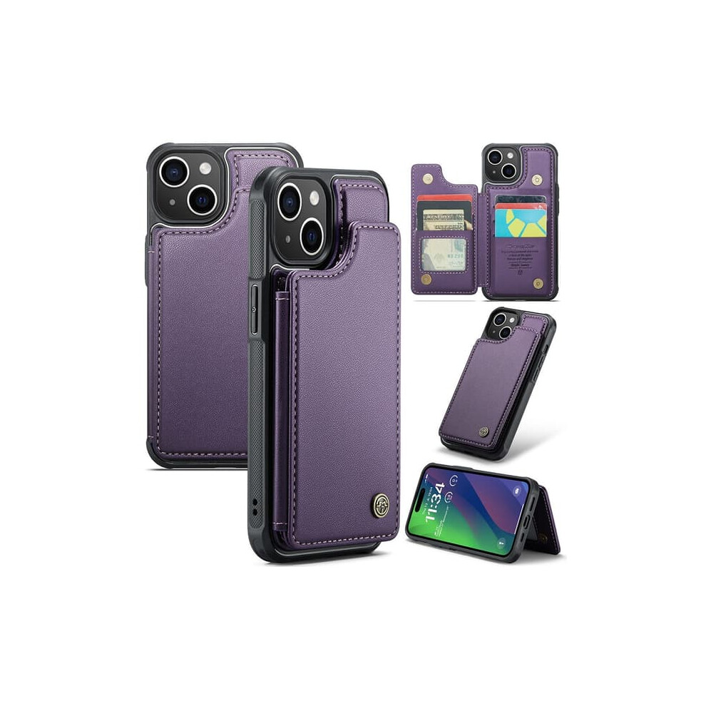 Caseme Iphone 15 Plus Case Rfid Wallet Stand Purple 900223039309