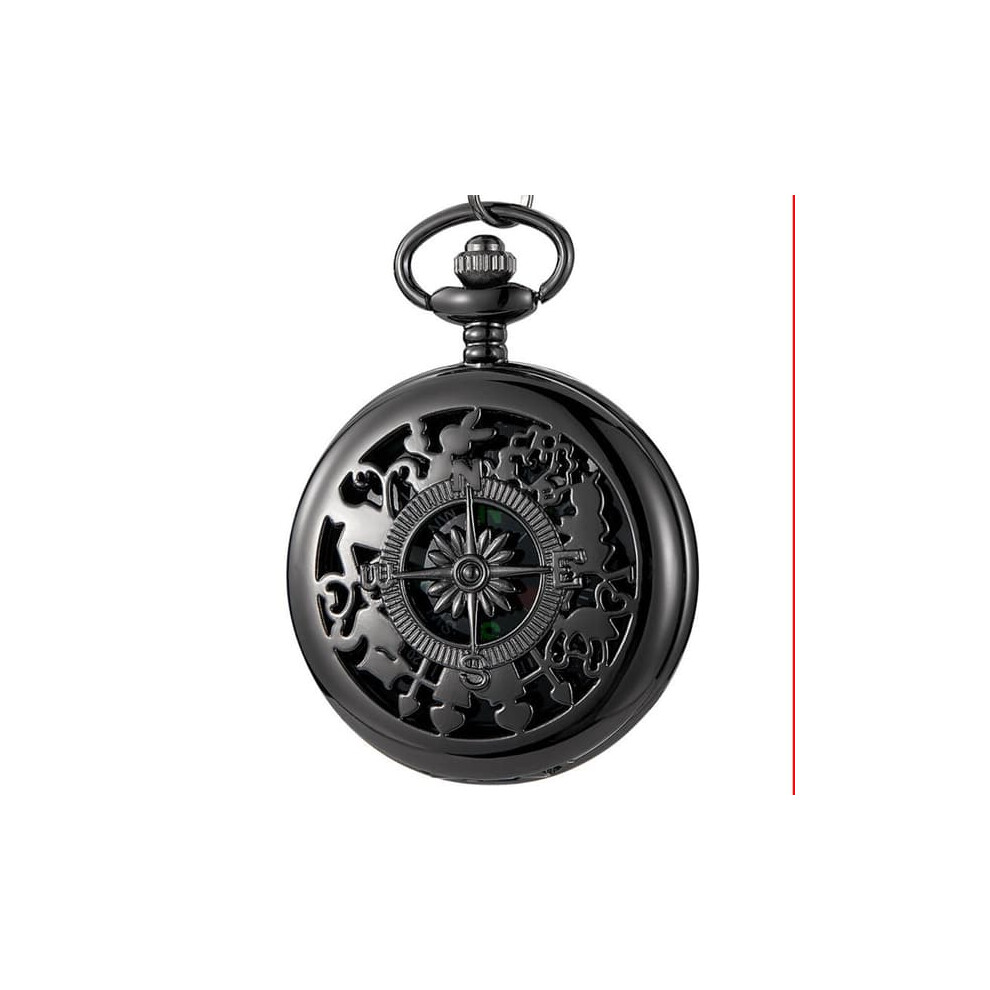 Compass Pocket Watch Quartz Arabic Numerals Black 962029387435