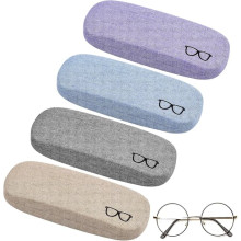 Linen Canvas Hard Glasses Case with Cloth 4 pcs