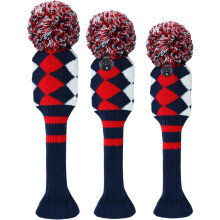 Pom Golf Head Covers for Woods 1/3/5 Driver Fairway Hybrids