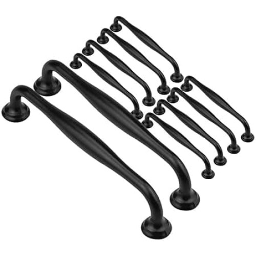 Kitchen cabinet handles black 128 mm 10-pack
