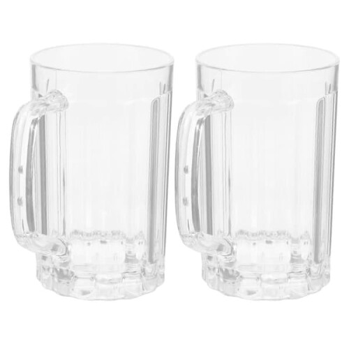 Beer Mug Plastic Transparent 500ML 2pcs