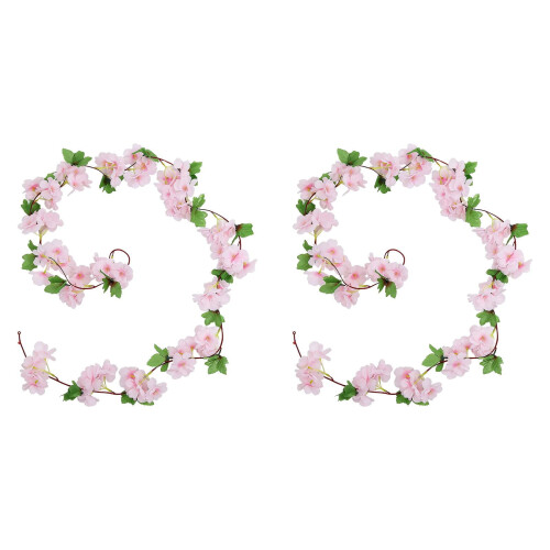Kunstig kirsebærblomstrankrans lyserød 2 stk.