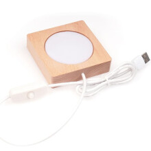 Socle lumineux LED USB en bois amélioré, idéal pour les objets en résine, en cristal ou en verre.