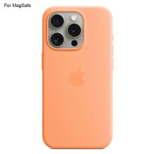 iPhone 15 Pro MagSafe liquid silicone case in perfect orange