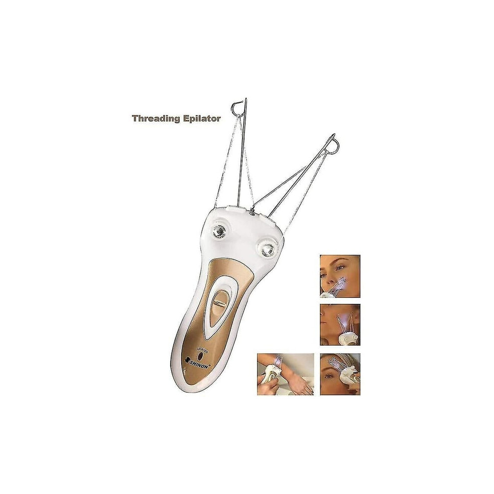 Electric facial hair epilator with cotton thread