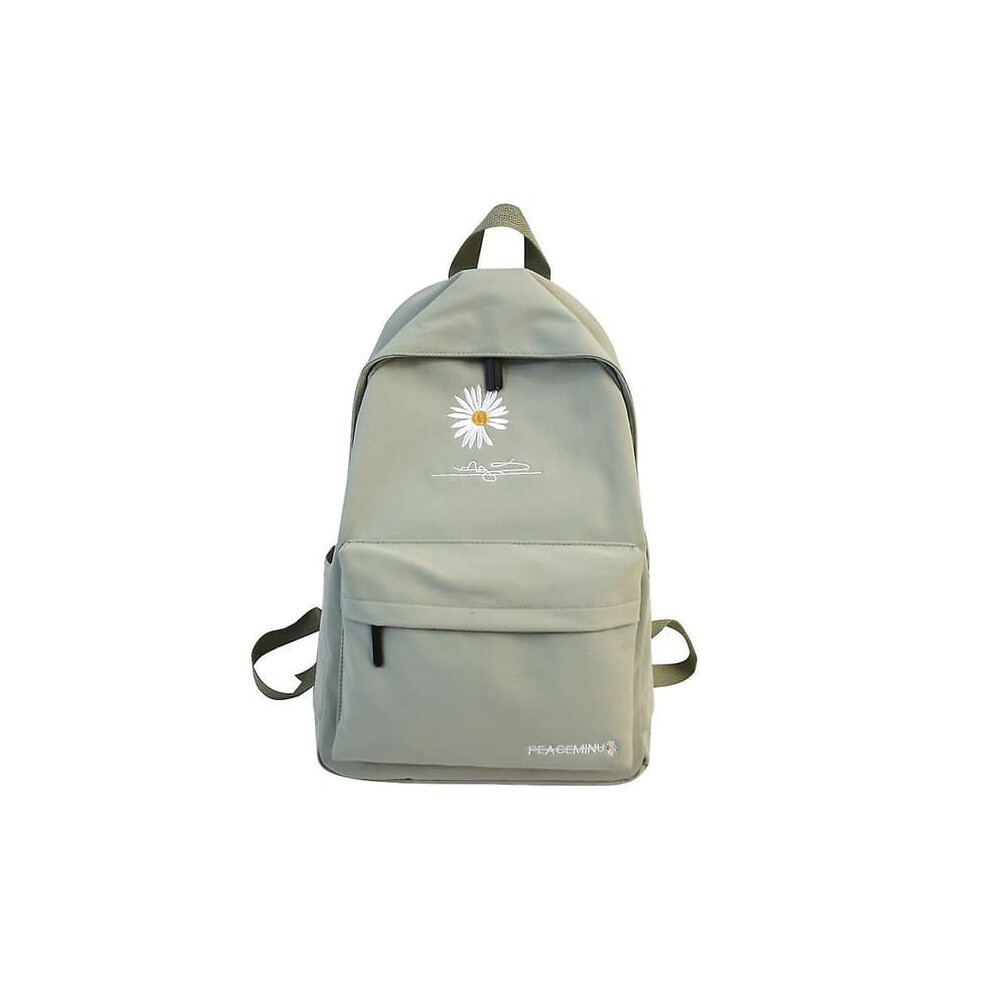 Girls' school backpack nylon green floral large