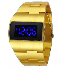 LED digital watch men military black stainless steel