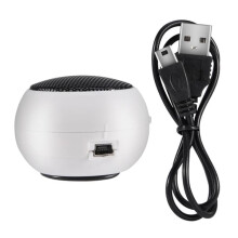 Mini portable 3.5mm speaker with built-in battery white