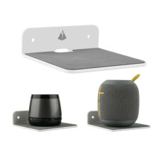 White wall shelf with screw holes
