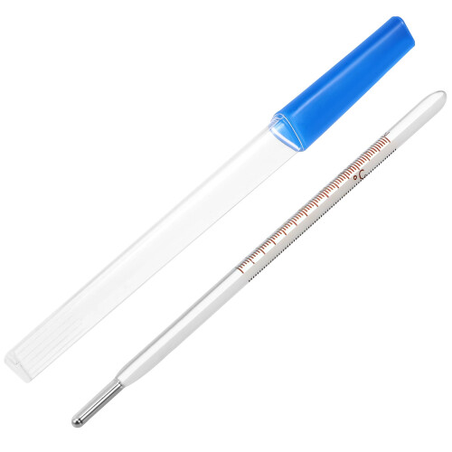 Termómetro bucal de vidrio triangular azul para bebés 1