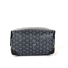 Handheld Toiletry Bag with Dog Tooth Print and Zipper