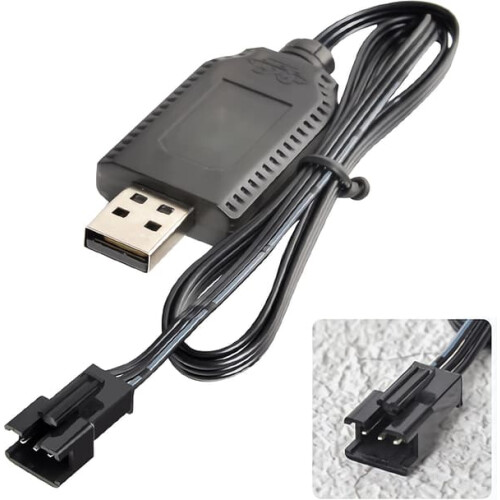 USB Charging Cable for 2S 7.4V LiPo Battery with SM-3P