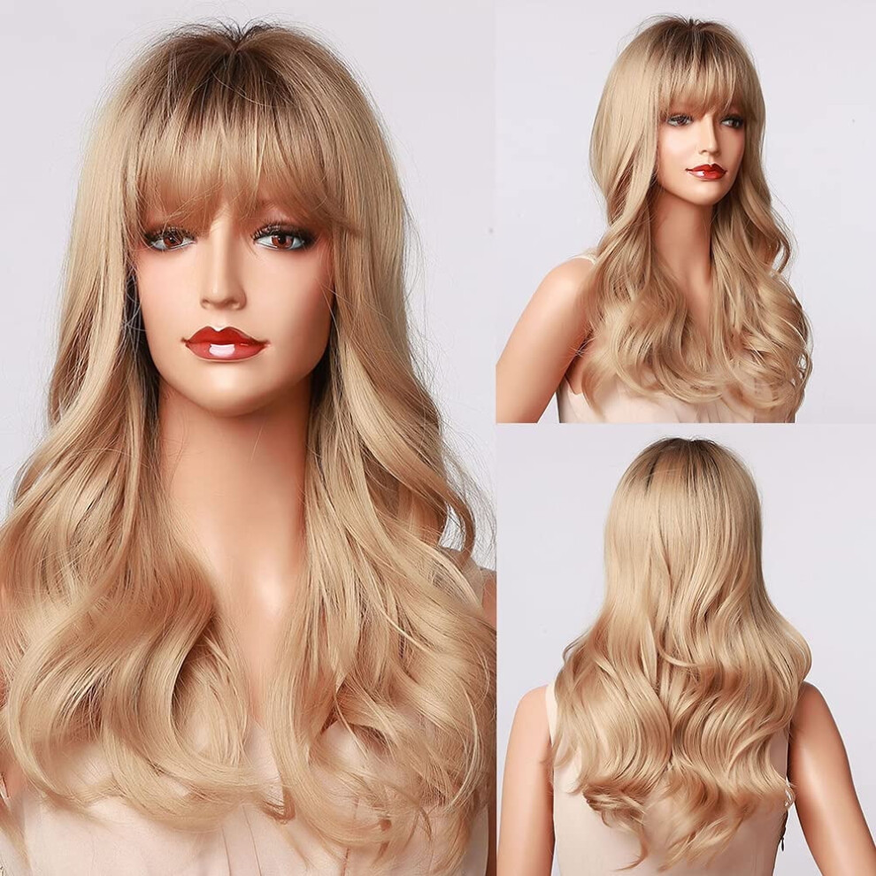 Auburn curly wig with bangs layered synthetic 1 piece