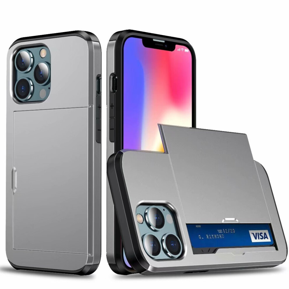 Iphone 15 Plus Case Sliding Card Holder Gray 900223062093