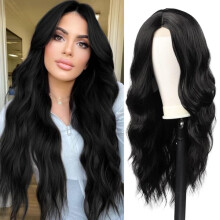 Women's Black Wavy Synthetic Wig 24 Inch