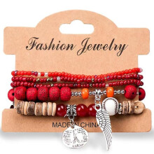 Boho bracelet handmade tribal style mixed materials