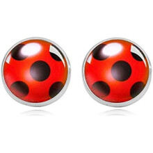 Ladybug stud earrings for women silver 1 pair