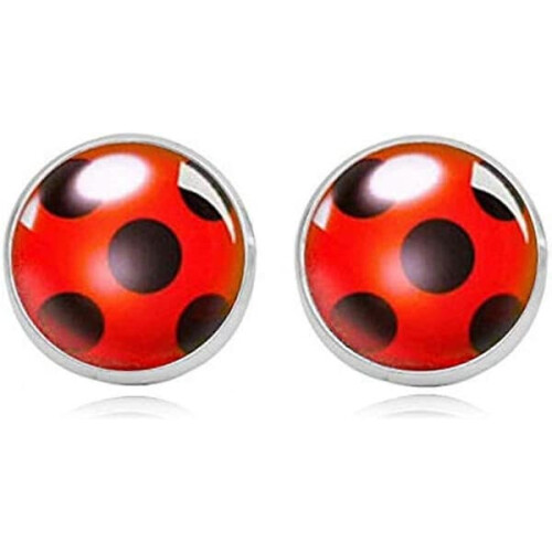 Ladybug stud earrings for women silver 1 pair