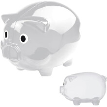 Transparent plastic piggy bank 12.5 x 10 x 10 cm (2 pcs)