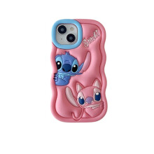 Ag luí le Cás iPhone6/7/8/XR/11/12/13/14/15, Cás Cosanta Fóin Ghléasra Silicone Bog Lilo & Stitch atá ag luí le iPhone16