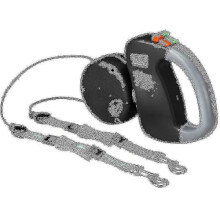 Double Retractable Dog Leash for Two Dogs Black