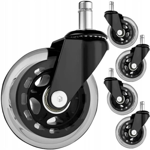 Office Chair Casters Transparent 11 mm 5-Pack