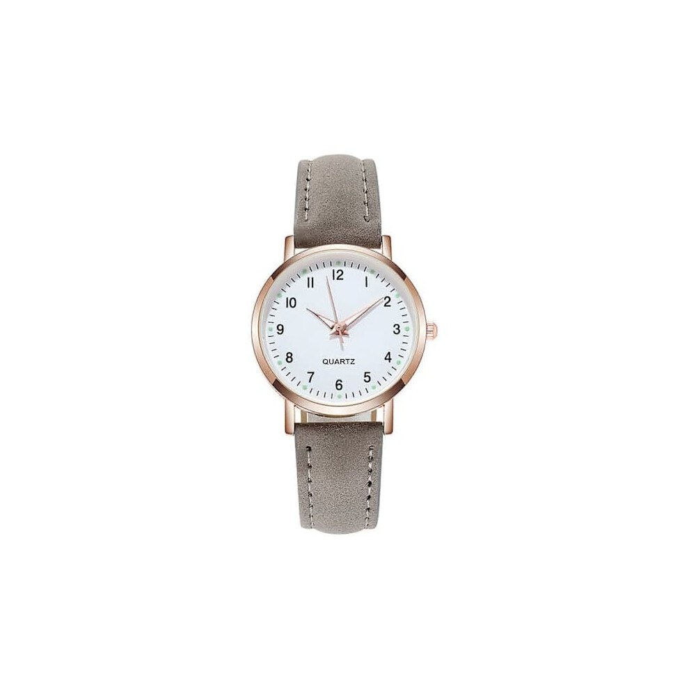 Women's Quartz Analog Wristwatch With Leather Strap Grey 900223047298