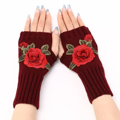 Wrist gloves fingerless red 1 pair